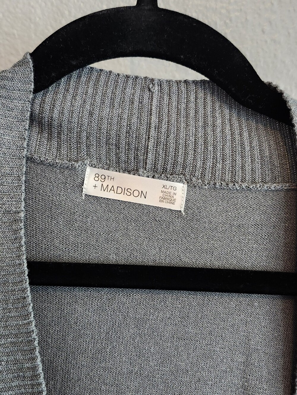 89th & Madison Charcoal Open-Front Women's Cardigan - Picture 3 of 3